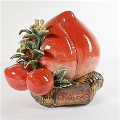 壽桃陶瓷擺件石灣公仔