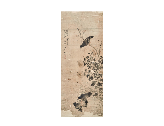 何丹山 花鳥草蜂圖