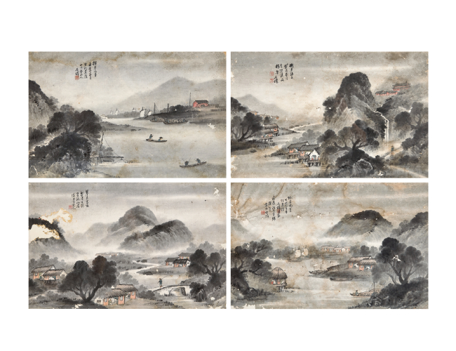 吳石仙  風(fēng)景四屏