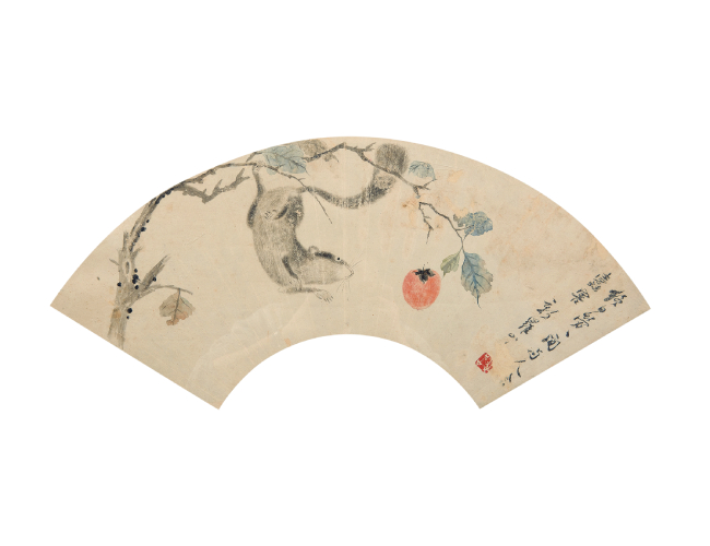新羅山人  動(dòng)物扇面