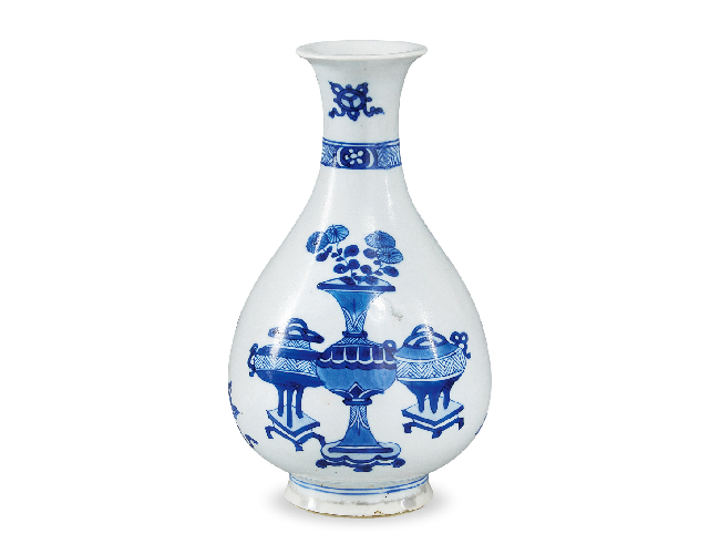 清康熙  青花博古圖玉壺春瓶