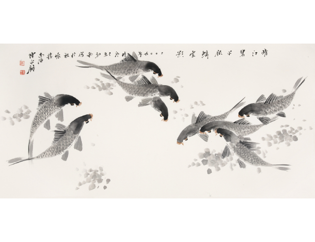 陳永鏘  晴江碧水銀鱒云影